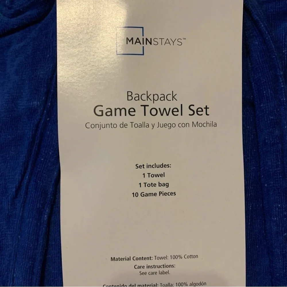 NWT. Mainstays Tic Tac Toe Backpack Game Towel Set